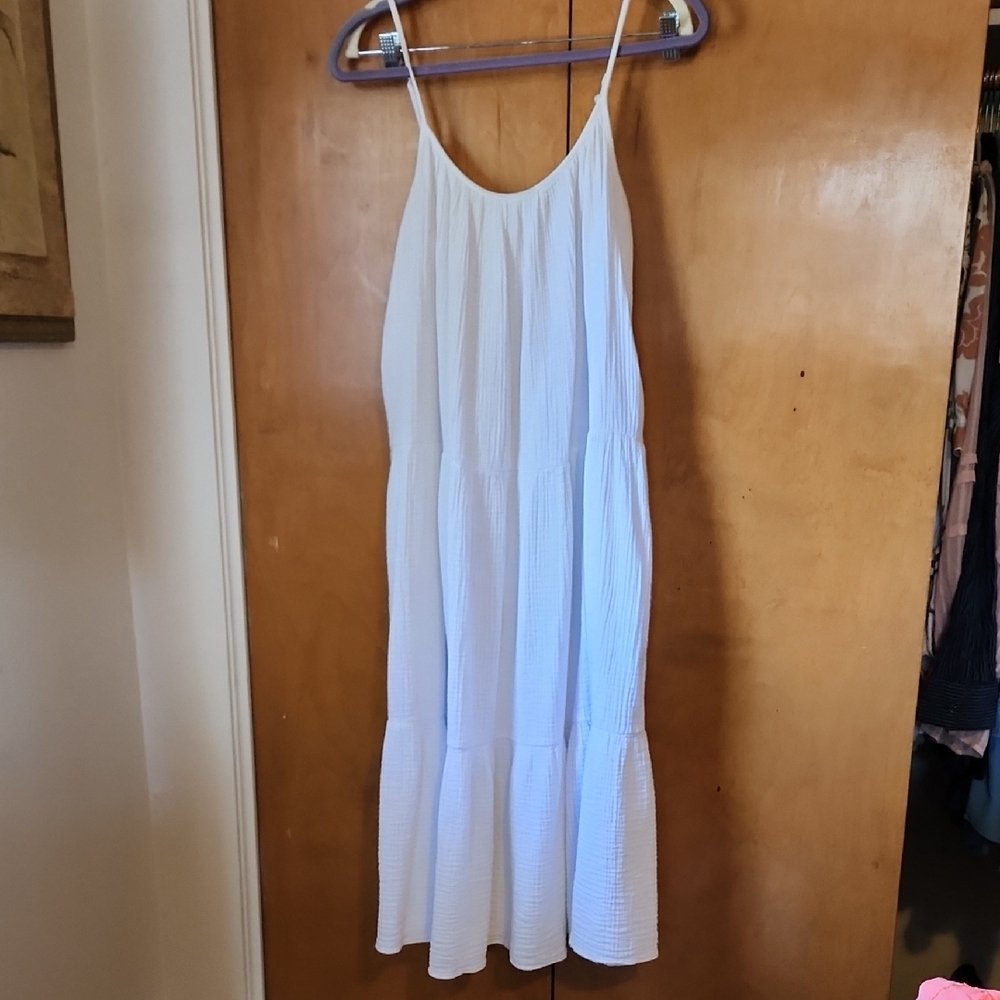 H&M White Ruffled Tiered Midi Sundress